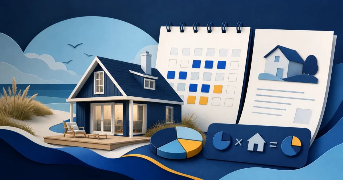 Redactionele illustratie van een Nederlandse vakantiewoning, kalender en box 3-berekening